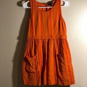 Topshop Pocket Overlay Tunic Dress in Orange